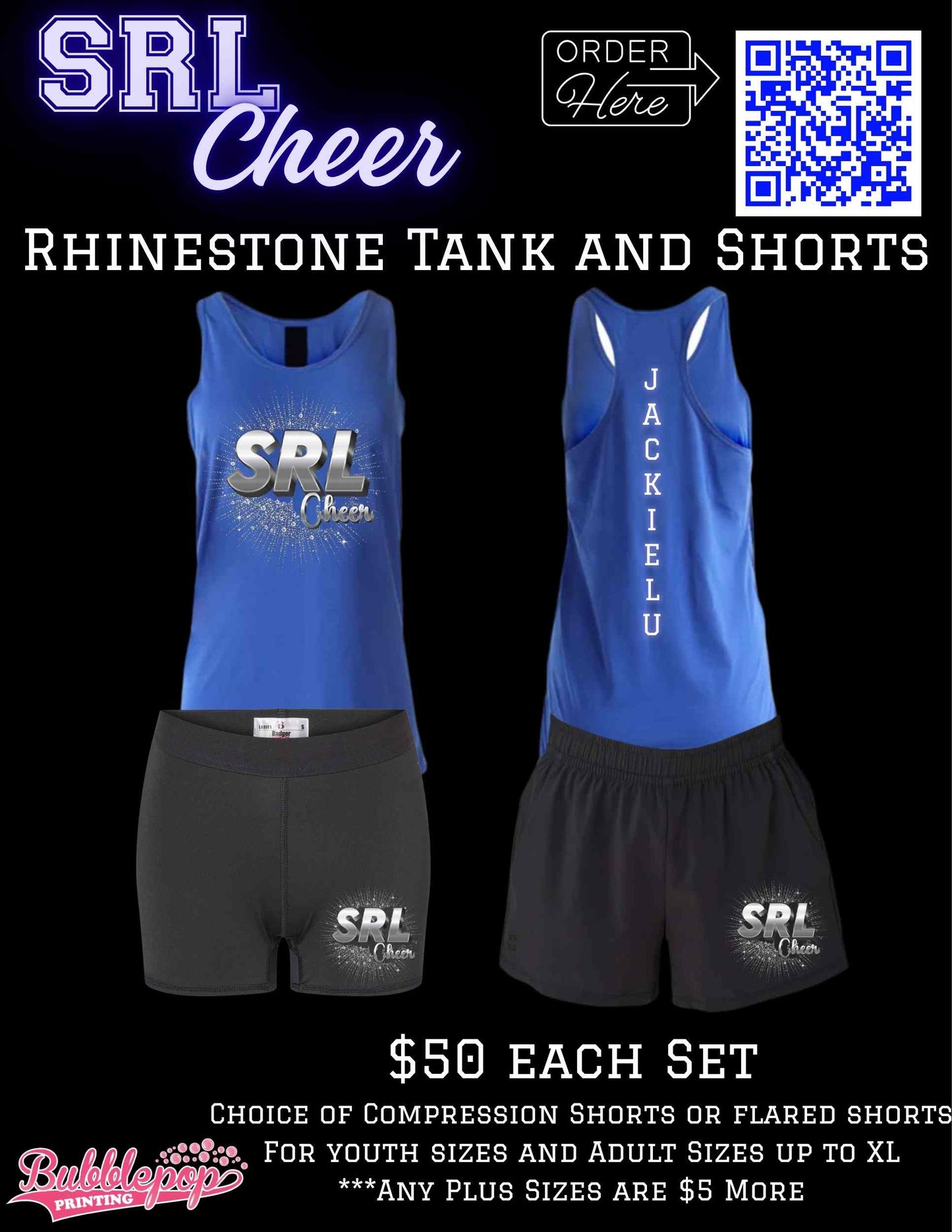 SRL Lancers Cheer Rhinestone Tank and Shorts