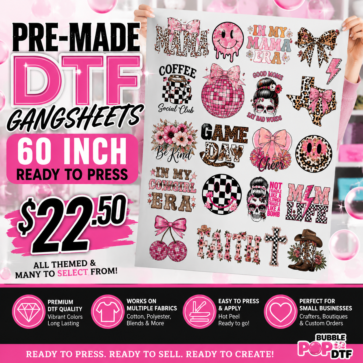 $22.50 Pre-Made DTF Gangsheet